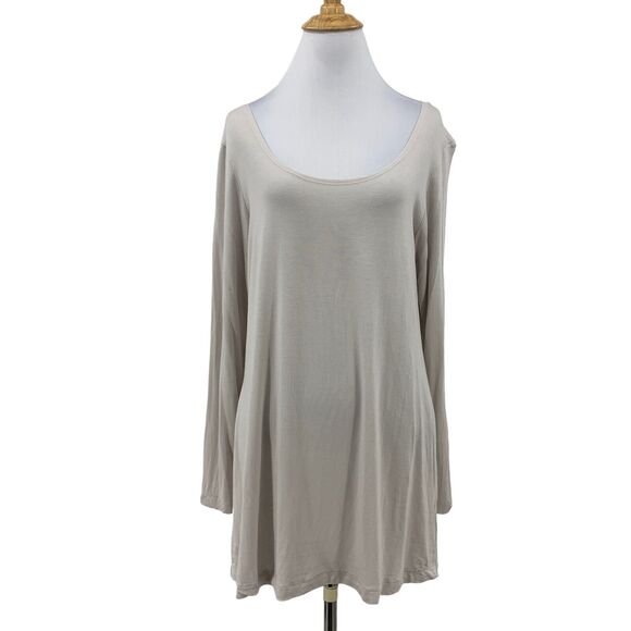 Bryn Walker Tunic Top Women XS Dove Micro Modal Stretch Scoop Neck Long Sleeve - Picture 1 of 10